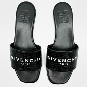 NEW Givenchy Black 4G Logo Monogram Opened Toe Sandals Flats Shoes
